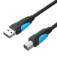 Vention VAS-A16-B200 USB kábel 2 M USB 2.0 USB A USB B Fekete, Fehér