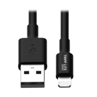 Tripp Lite M100-10N-BK USB-A to Lightning Sync/Charge Cable, MFi Certified - Black, M/M, 10 in. (0.25 m)