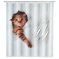 WENKO Duschvorhang Cute Cat Polyester 180 x 200 cm waschbar