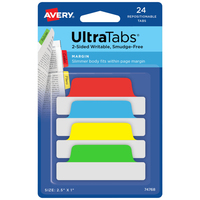 Avery Ultra Tabs Leerer Registerindex Blau, Grün, Rot, Gelb