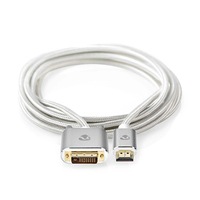 Nedis CCTB34800AL20 adaptador de cable de vídeo 1 m HDMI tipo A (Estándar) DVI-D Plata