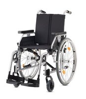 Rollstuhl PYRO LIGHT silbermetallig, Kombiarmlehne,komplette PU-Bereifung,mit Trommelbremse für Begleitperson,Sitzbreite 52