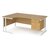 Maestro 25 left hand ergonomic desk 1800mm wide with 3 drawer pedestal - white cantilever frame, oak top