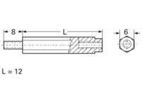 Sechskant-Abstandsbolzen, Außen-/Innengewinde, M4/M4, 12 mm, Polyamid