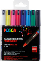 Marker UNI POSCA PC1MR, 0,7, sortiert, 8er Set