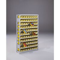 Boltless shelving unit with shelf bins