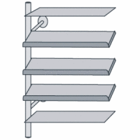 Prospektelement mit 2 Böden und 3 Schrägböden Breite 800mm Edelstahl/Glas