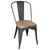 Bolero Bistro Side Chairs with Wooden Seat Pad Gun Metal - Stackable - Pack of 4