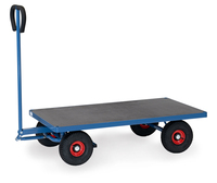fetra® Handwagen, Ladefläche 1260 x 700 mm, Siebdruckplatte, nur Plattform, Luftbereifung