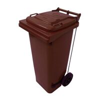 Pedal operated wheelie bins,120L Brown