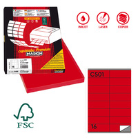 Etichette adesive C/501 - in carta - permanenti - 105 x 36 mm - 16 et/fg - 100 fogli - rosso - Markin