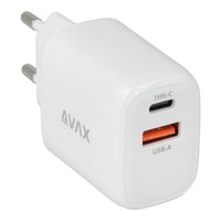AVAX CH631W FIVEY+ USB A + Type C 25W GaN gyors hálózati töltő fehér