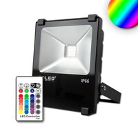 Outdoor LED Fluter RGB inkl. Funk-Fernbedienung, IP66, drehbar und schwenkbar, dimmbar, Alu-Druckguss, schwarz, 10W RGB 120°