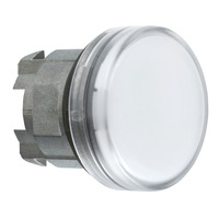 Head for pilot light, Harmony XB4, metal, white, 22mm, universal LED, plain lens