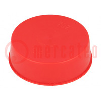 Plugs; Body: red; Out.diam: 84.5mm; H: 17.6mm; Mat: LDPE; push-in