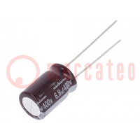 Capacitor: electrolytic; THT; 6.8uF; 400VDC; Ø10x16mm; Pitch: 5mm