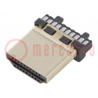 Connecteur: HDMI; prise mâle; PIN: 19; gold flash; sur fil