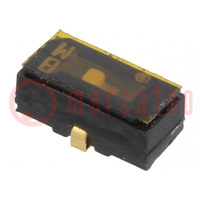 Switch: slide; Pos: 2; SPDT; 0.1A/6VDC; ON-ON; SMT; Leads: curved