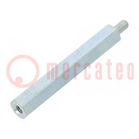 Screwed spacer sleeve; 40mm; Int.thread: M3; Ext.thread: M3; steel