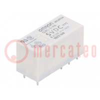 Relay: electromagnetic; DPDT; Ucoil: 5VDC; Icontacts max: 8A; PCB