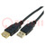 Câble; USB 2.0; USB A socle,USB A prise; doré; 5m; noir; PVC