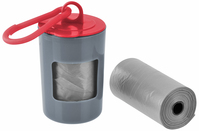 Artikeldetailsicht - Fackelmann Hygienebeutel-Spender + 2 Rollen grau/rot Kunststoff