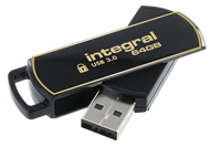 Integral 64GB Secure 360 Encrypted USB 3.0 USB flash meghajtó USB A típus 3.2 Gen 1 (3.1 Gen 1) Fekete, Arany