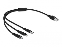 DeLOCK 87152 USB kábel 0,3 M USB 2.0 USB A USB C/Micro-USB B/Lightning Fekete