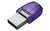 Kingston Technology DataTraveler microDuo 3C USB flash meghajtó 256 GB USB Type-A / USB Type-C 3.2 Gen 1 (3.1 Gen 1) Rozsdamentes acél, Lila