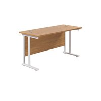 Jemini Cantilever Rectangular Desk 1200x600mm Nova Oak/White KF806288