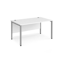 Maestro 25 straight desk 1400mm x 800mm - silver bench leg frame and white top