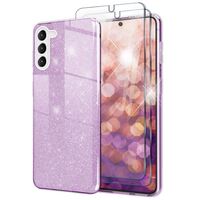 NALIA Set [3-in-1] compatible with Samsung Galaxy S23 Cover, [1x Glitter Case & 2x Screen Protector Glass] Shiny Diamond Sparkle Protective Case, Reinforced Silicone Mobile Phon...