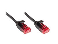 Patchkabel, Cat.6, U/UTP, SLIMLINE-KABEL, PVC, CU, 250MHz, schwarz, 5m, Good Connections®