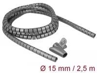 Spiralschlauch mit Einziehwerkzeug 2,5 m x 15 mm grau, Delock® [18843]
