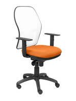 Silla Operativa de oficina Jorquera malla blanca asiento bali naranja