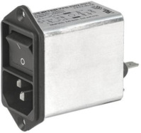 IEC-Stecker-C14, 50 bis 60 Hz, 10 A, 250 VAC, 300 µH, Flachstecker 6,3 mm, 4302.