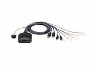 CS22DP 2-Port Cable KVM Switch USB and DisplayPort with Remote Port Selector KVM-Switches