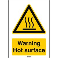 ISO Safety Sign - Warning Hot , surface ,