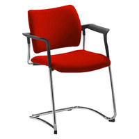 Freischwinger mit Polster + Armlehne Schwingstuhl Besucherstuhl Konferenzstuhl, Rot, NEU