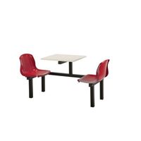 Polypropylene fixed canteen table and chairs - Fully assembled