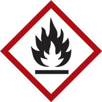 Gefahrstoffetikette "Flamme" [GHS 02], Folie, 37 x 37 mm, GHS, selbstklebend, 500 Stück je Rolle