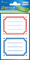 Buch-Etiketten, Papier, farbige Rahmen, blau, rot, grün, gelb, 6 Aufkleber
