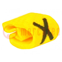 Markeringen; Aanduiding: X; 1÷3mm; PVC; geel; -65÷105°C; doorsteek