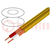 Cable: de micrófono; 2x0,25mm2; amarillo; OFC; -15÷70°C; PVC