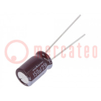 Condensatore: elettrolitico; low ESR; THT; 150uF; 25VDC; Ø8x11,5mm