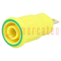 Contact; banaanstekker 4mm; 24A; 1kV; geel-groen; verguld; 12,2mm