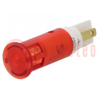 Kontrollleuchte: LED; flach; rot; 24÷28VAC; Ø10,2mm; Korpus: rot