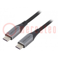 Cable; USB 2.0; USB C plug,both sides; 2m; black; Core: Cu,tinned