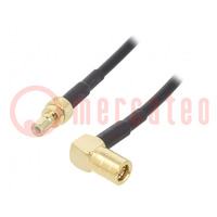 Cable; 1m; SMB male,SMB female; shielded; black; angled,straight