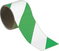 Warnband - Grün/Weiß, 7.5 cm x 15 m, PVC, Für innen, Schraffiert